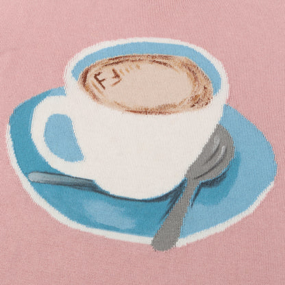 コーヒー デザイン コットン/カシミヤ クルーネック ニット