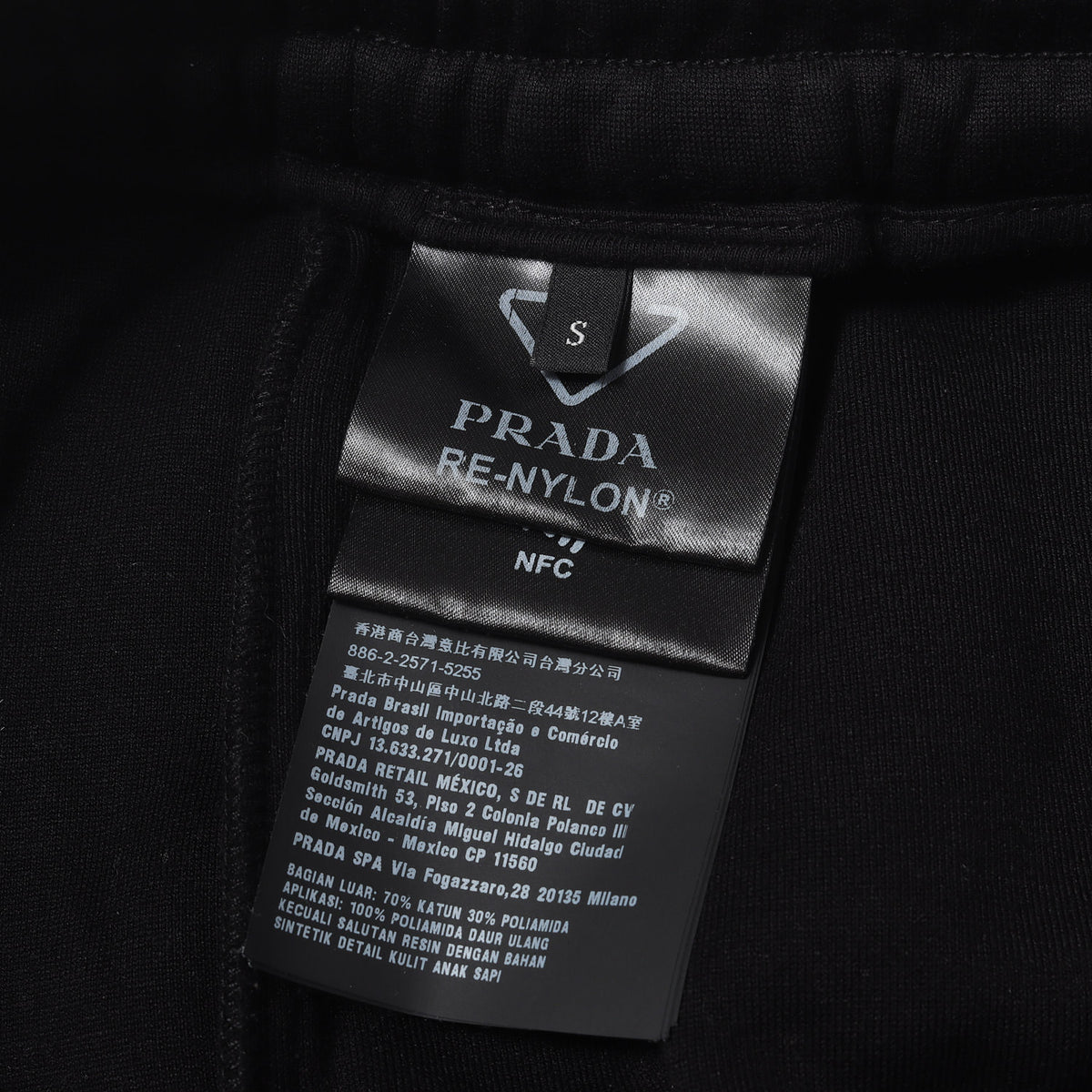 三角ロゴプレート付き Re-Nylon カーゴポケット スウェットパンツ