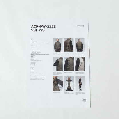 22AW ウインドストッパー プリマロフト ライナーベスト(WINDSTOPPER PRIMALOFT MODULAR LINER VEST)