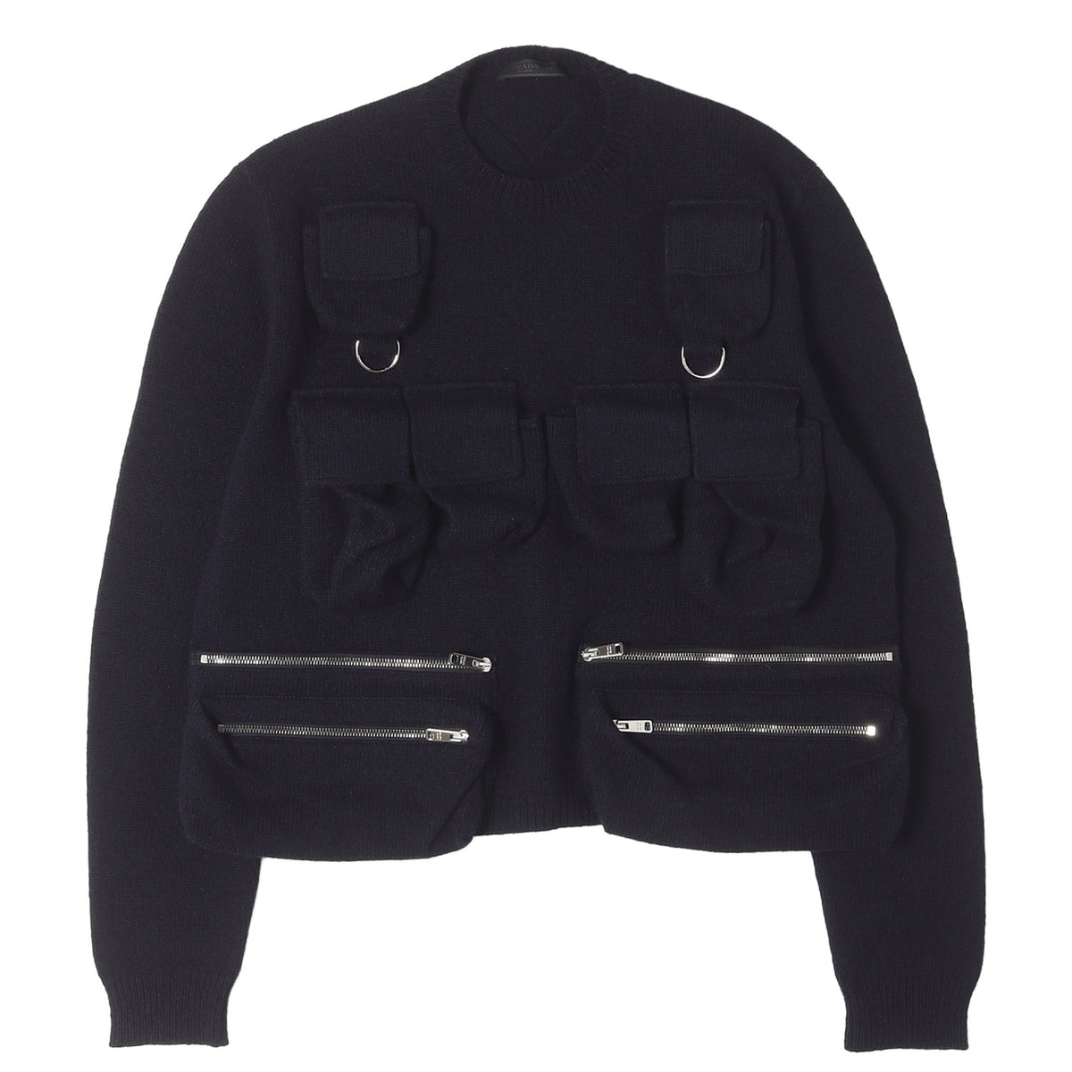 24SS マルチカーゴポケット ミリタリー ウールニット セーター (Shetland wool crew-neck sweater)