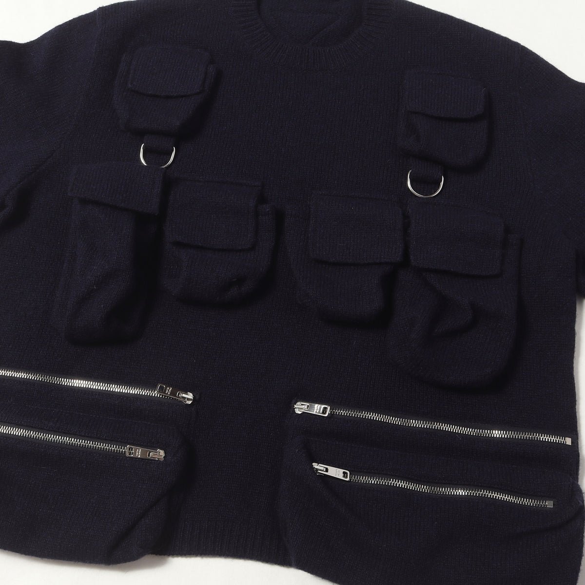 24SS マルチカーゴポケット ミリタリー ウールニット セーター (Shetland wool crew-neck sweater)