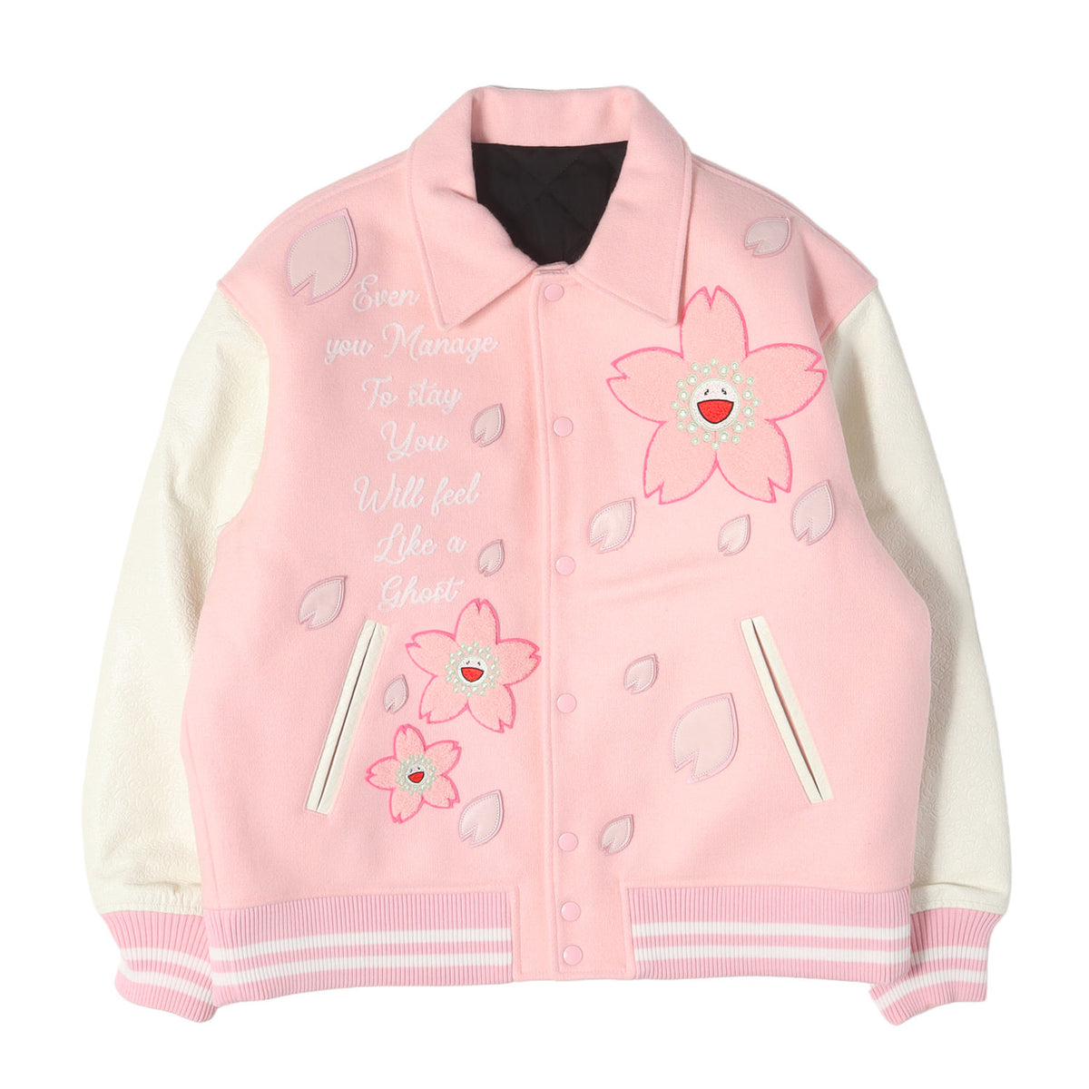 26SS mononoke・made 村上隆 細川雄太 桜 フラワー 袖レザー スタジャン / バーシティジャケット(VARSITY JACKET/SAKURA)