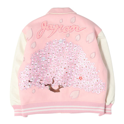 26SS mononoke・made 村上隆 細川雄太 桜 フラワー 袖レザー スタジャン / バーシティジャケット(VARSITY JACKET/SAKURA)