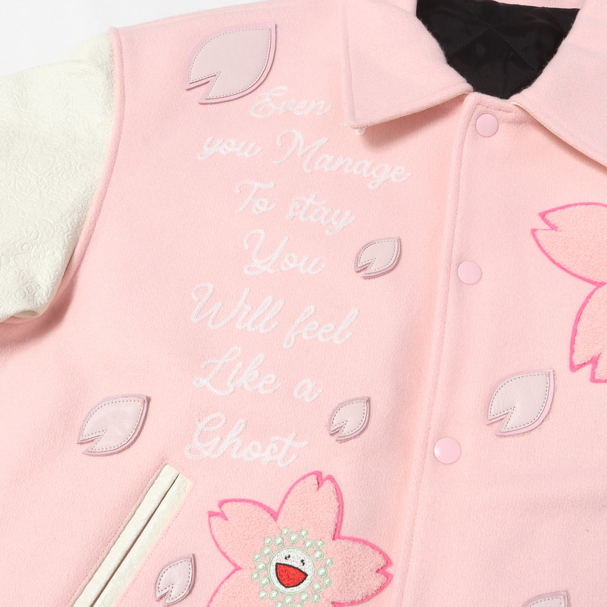 26SS mononoke・made 村上隆 細川雄太 桜 フラワー 袖レザー スタジャン / バーシティジャケット(VARSITY JACKET/SAKURA)