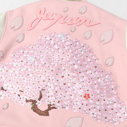 26SS mononoke・made 村上隆 細川雄太 桜 フラワー 袖レザー スタジャン / バーシティジャケット(VARSITY JACKET/SAKURA)