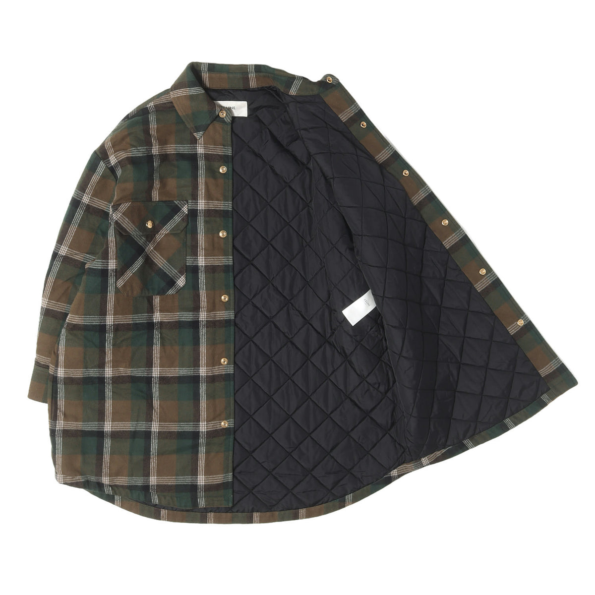 22AW チェックネル 裏地キルティング オーバーサイズ シャツジャケット(OVERSHIRT IN CHECKED)
