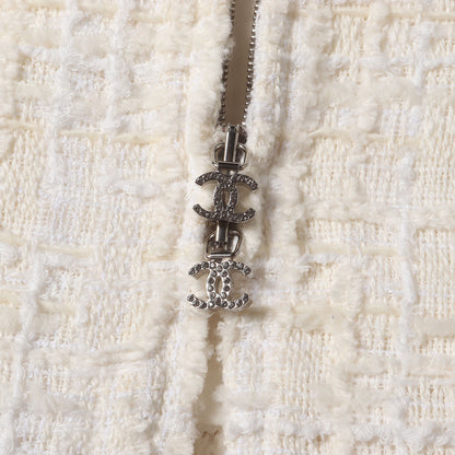 スワロフスキー ココマーク CC ロゴ ジップアップ ツイード ロング コート (P64826)