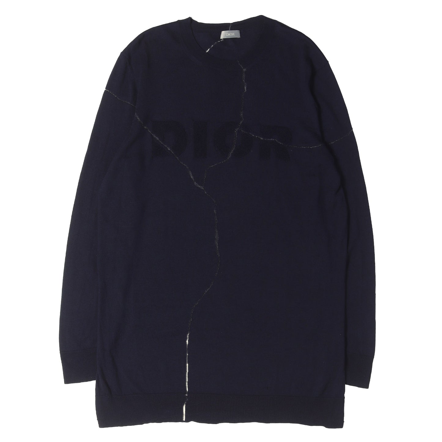 [近年モデル] ×Daniel Arsham クラック加工 パイルロゴ ウール/シルク ロング ニット 023M654AT090