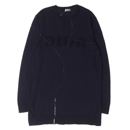 [近年モデル] ×Daniel Arsham クラック加工 パイルロゴ ウール/シルク ロング ニット 023M654AT090