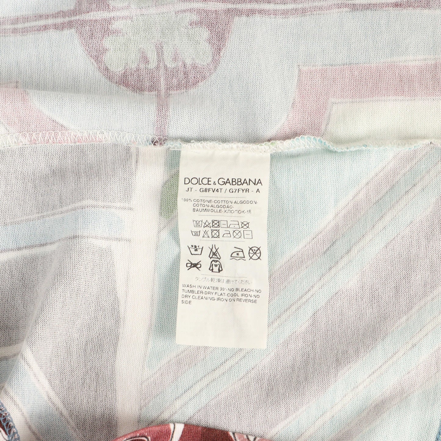マヨリカ総柄 クルーネック Tシャツ