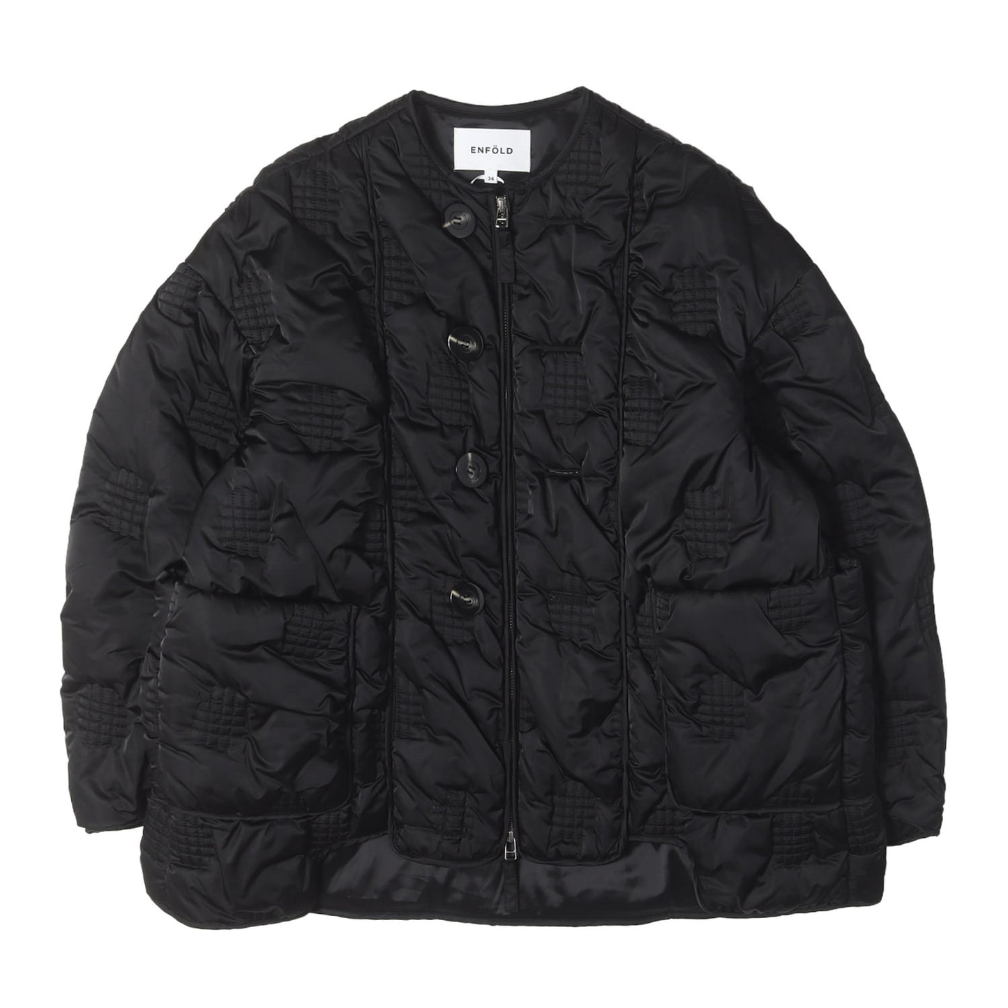 [人気モデル] 24AW チェック キルティング ノーカラー 中綿 コート (CHECK-QUILT COAT)