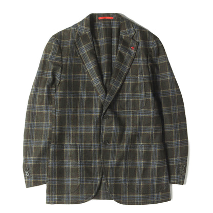 ウール/カシミヤ チェック 2つボタン テーラードジャケット