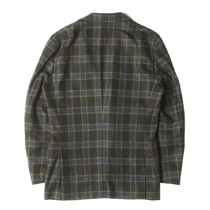 ウール/カシミヤ チェック 2つボタン テーラードジャケット