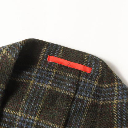 ウール/カシミヤ チェック 2つボタン テーラードジャケット