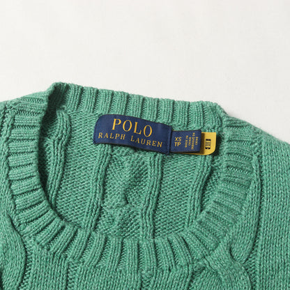 [現行モデル] ポニー刺繍 ケーブル編み ローゲージ コットン ニット