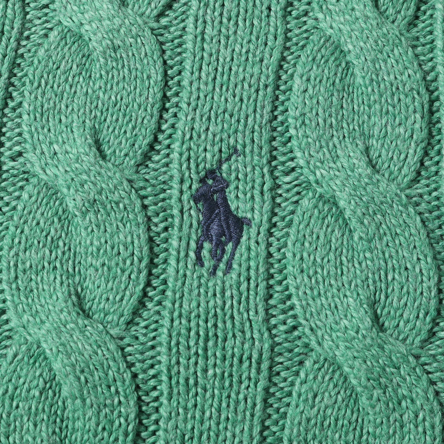 [現行モデル] ポニー刺繍 ケーブル編み ローゲージ コットン ニット