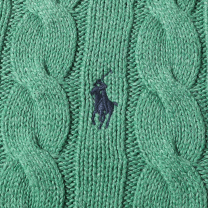 [現行モデル] ポニー刺繍 ケーブル編み ローゲージ コットン ニット