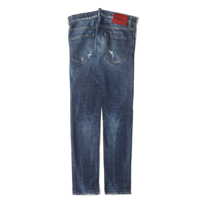 ダメージ&ペンキ加工 ストレッチ スキニー デニムパンツ