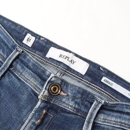 ヴィンテージ加工 ストレッチ デニムパンツ(1 YEAR SLIM FIT ANBASS)