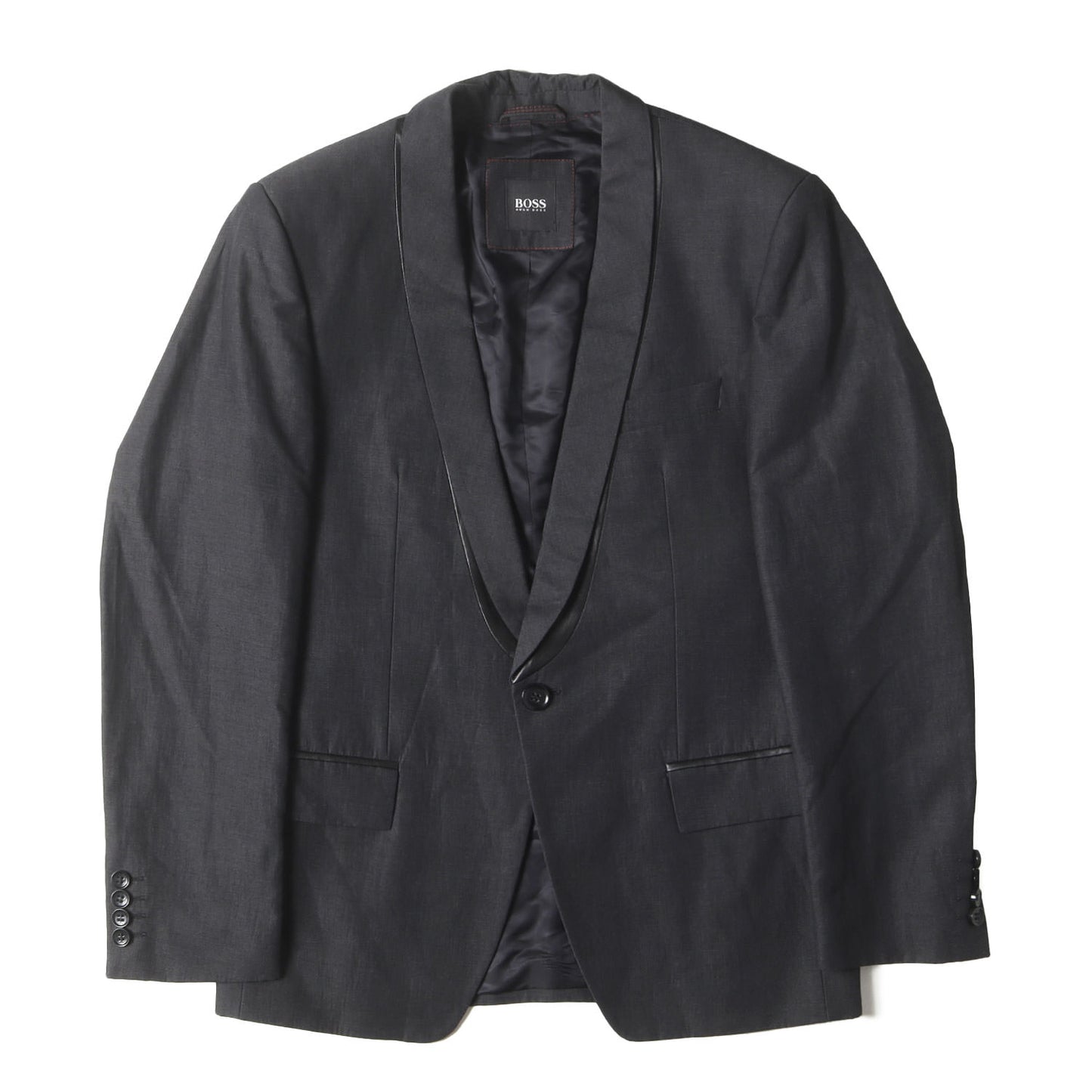 ラムレザー コンビ ショールカラー テーラードジャケット