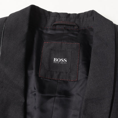 ラムレザー コンビ ショールカラー テーラードジャケット