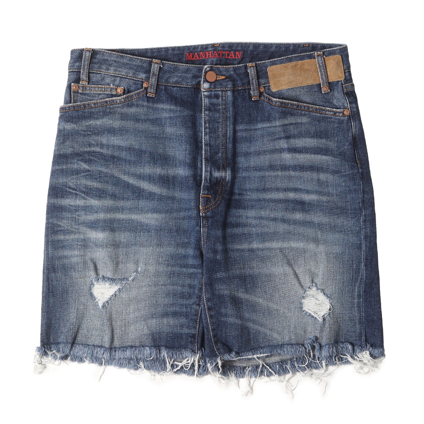 22SS クラッシュ加工 カットオフ ストレッチ デニムショーツ