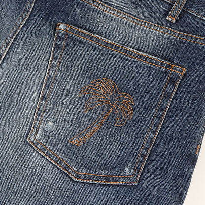 22SS クラッシュ加工 カットオフ ストレッチ デニムショーツ