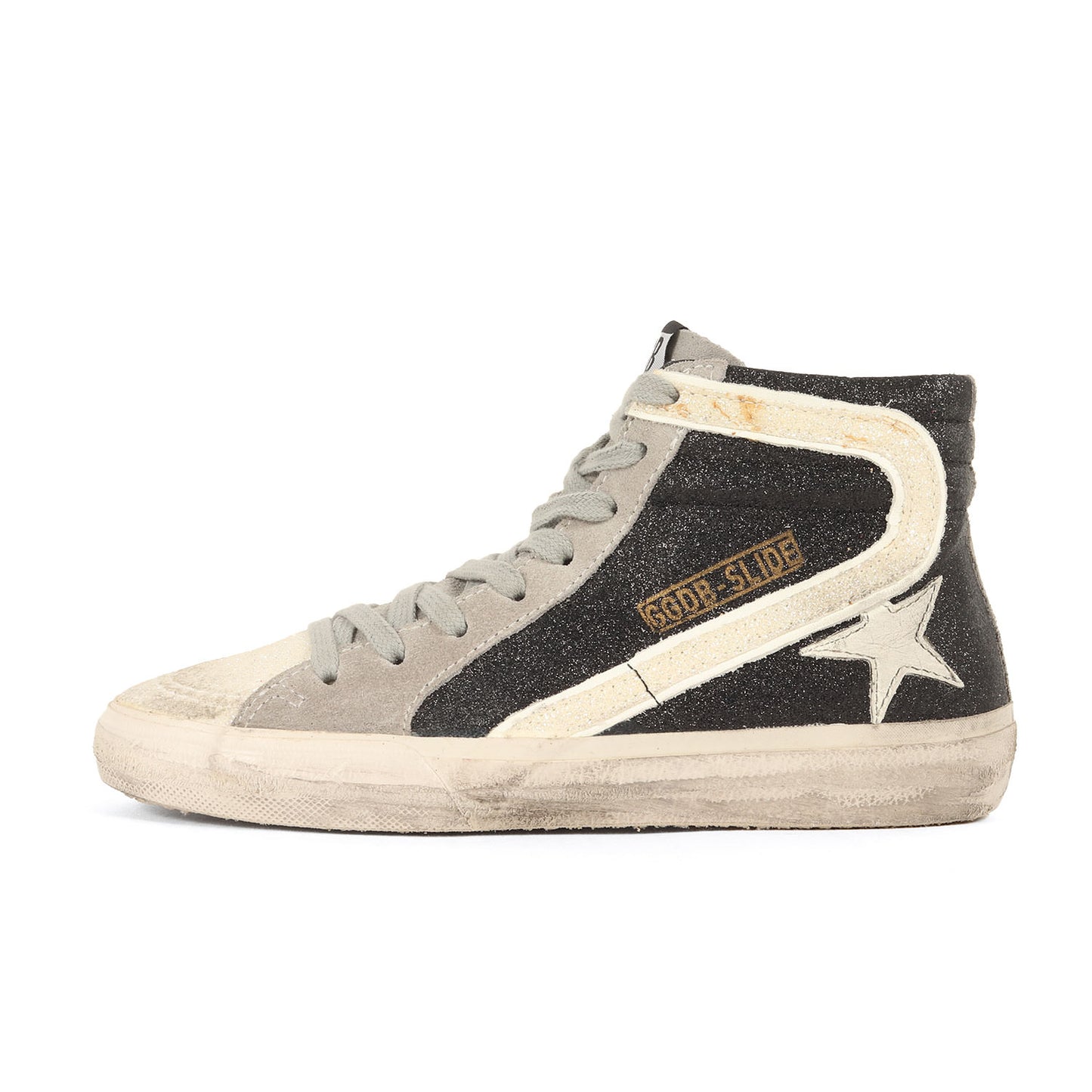 汚し加工 ラメレザー ハイカット スニーカー(SLIDE CLASSIC)