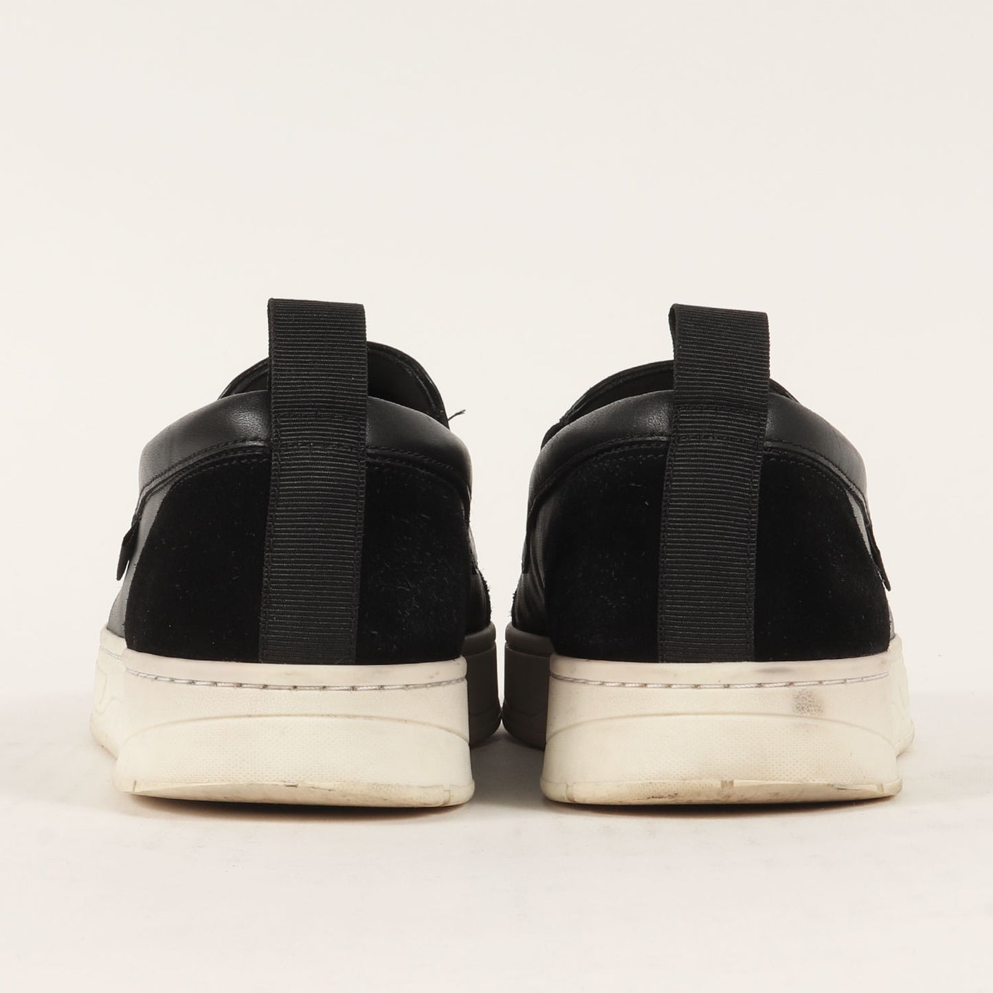 スウェード コンビ レザー スリッポン