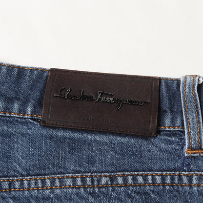 ユーズド加工 ストレート デニムパンツ