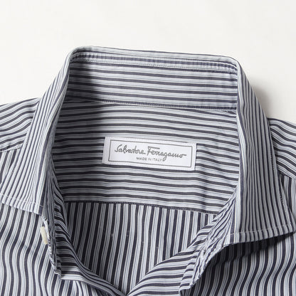 ストライプ コットンブロード ホリゾンタルカラー シャツ(DERBY FIT)