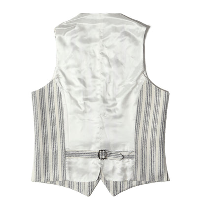 ストライプ コットン混リネン ジレベスト