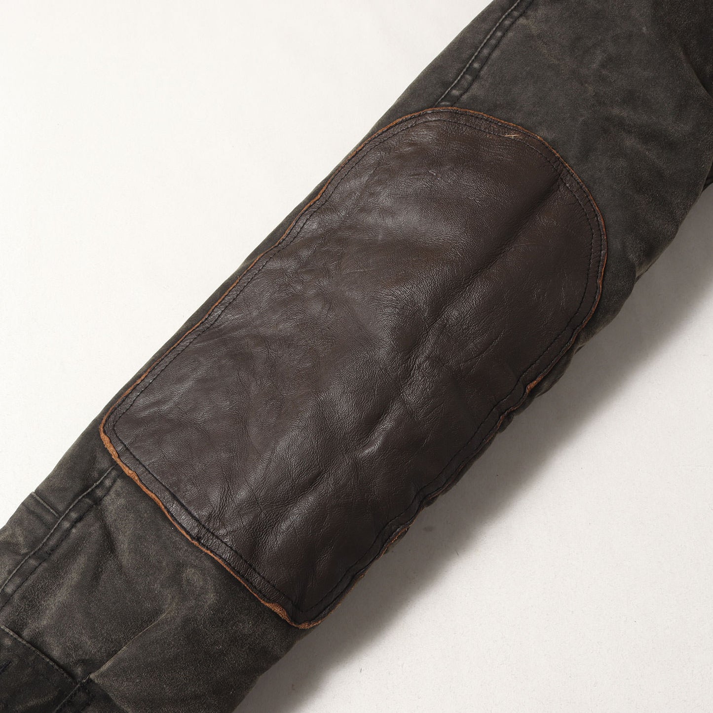 ヴィンテージ加工 ラムレザー切替 コットン デッキジャケット