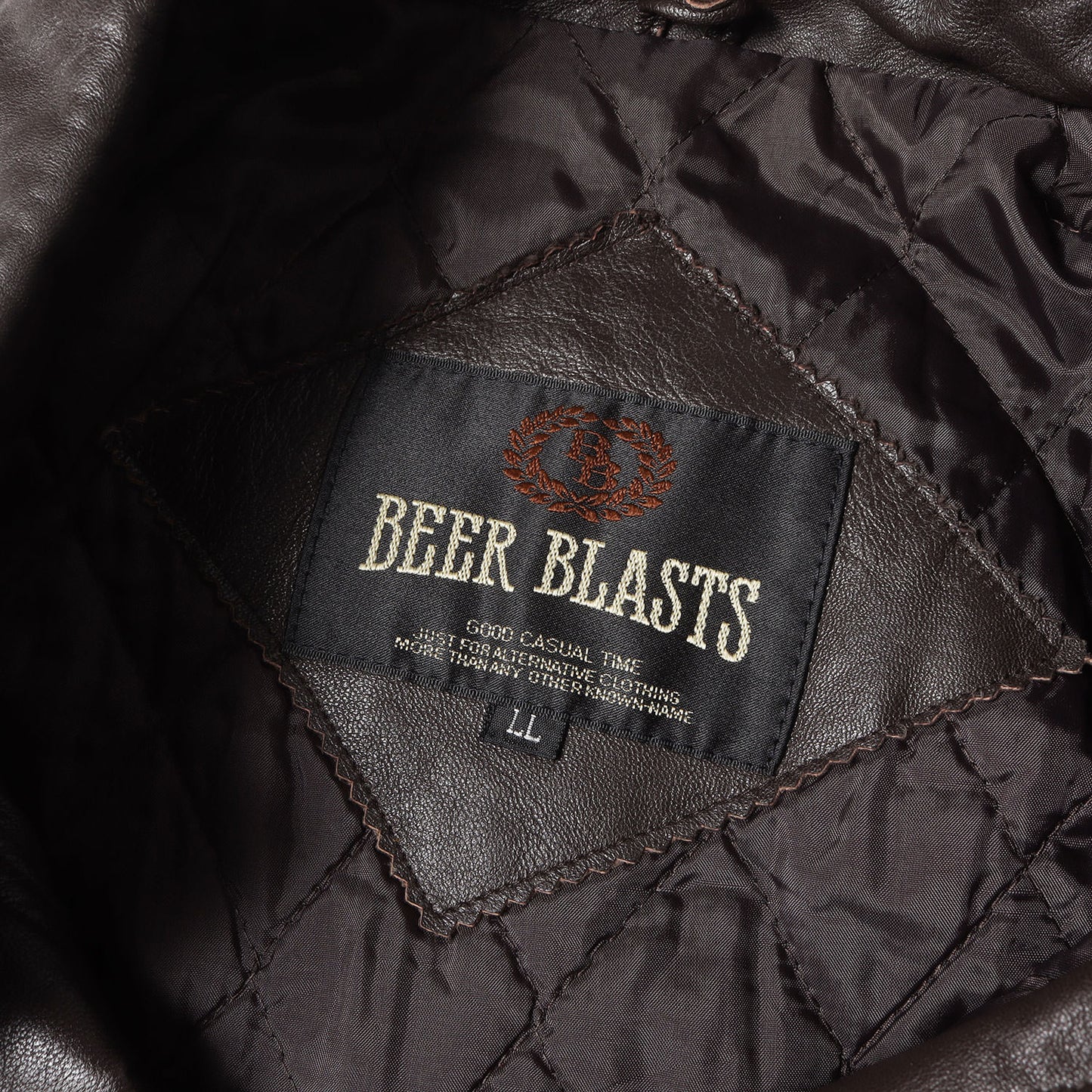 90s ラムスキンレザー ボタン コート BEER BLASTS
