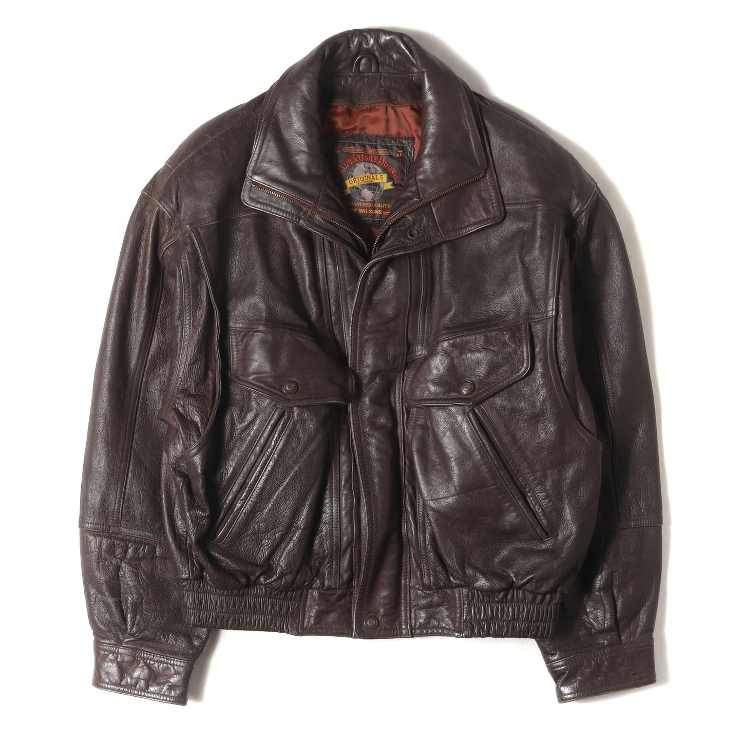 [雰囲気抜群] 90s レザー フルジップ ジャケット ADVENTURE BOUND