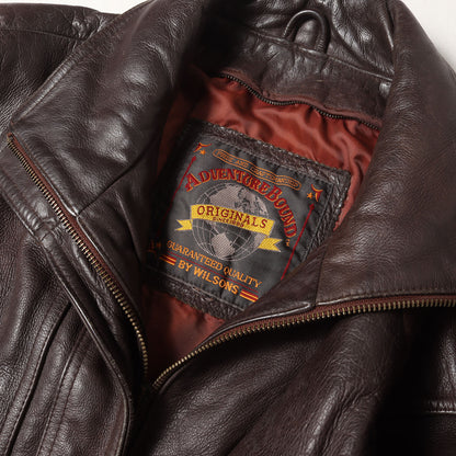 [雰囲気抜群] 90s レザー フルジップ ジャケット ADVENTURE BOUND