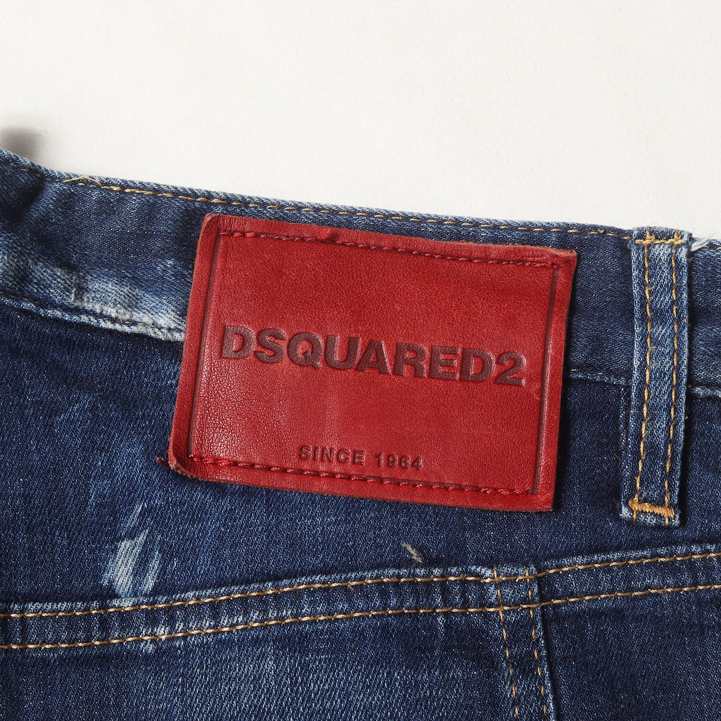 ダメージリペア&ペンキ加工 スリム ストレッチデニムパンツ