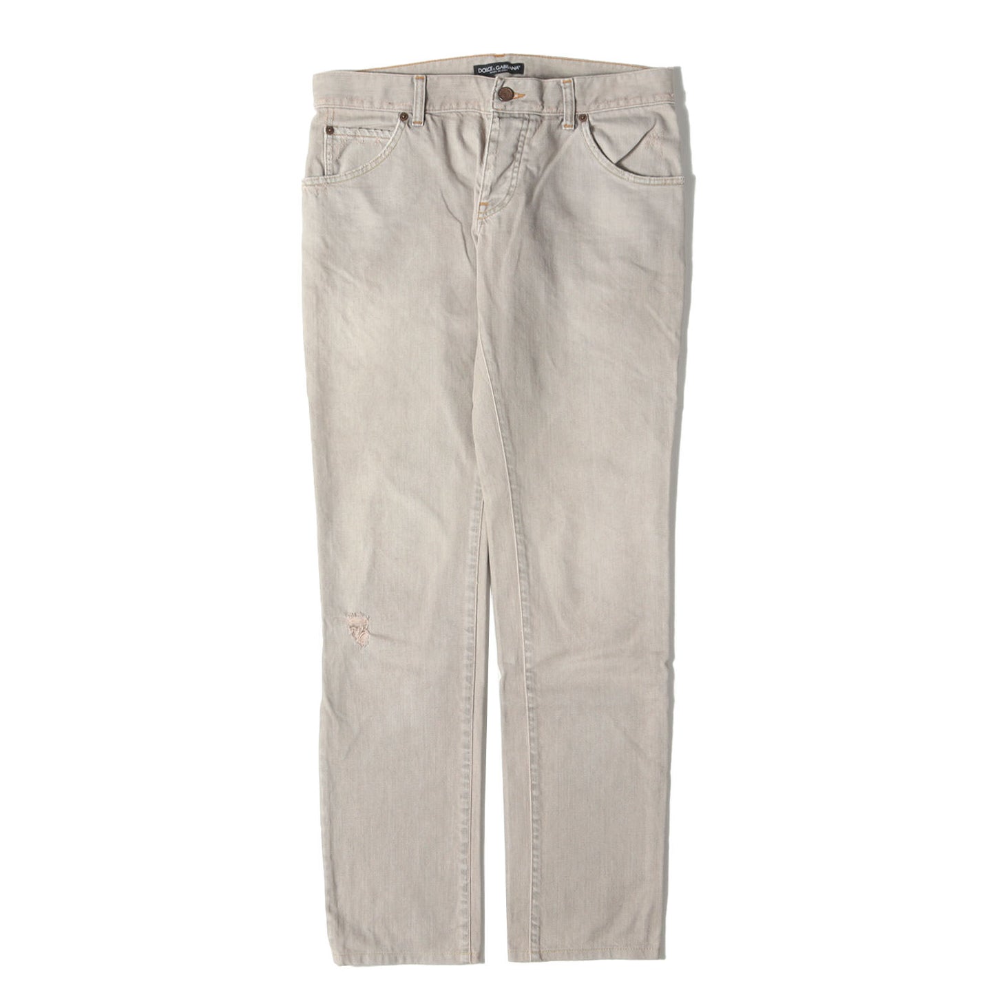 14GOLD ロゴプレート付き ヴィンテージ加工 ストレート デニムパンツ