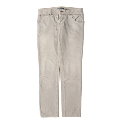 14GOLD ロゴプレート付き ヴィンテージ加工 ストレート デニムパンツ