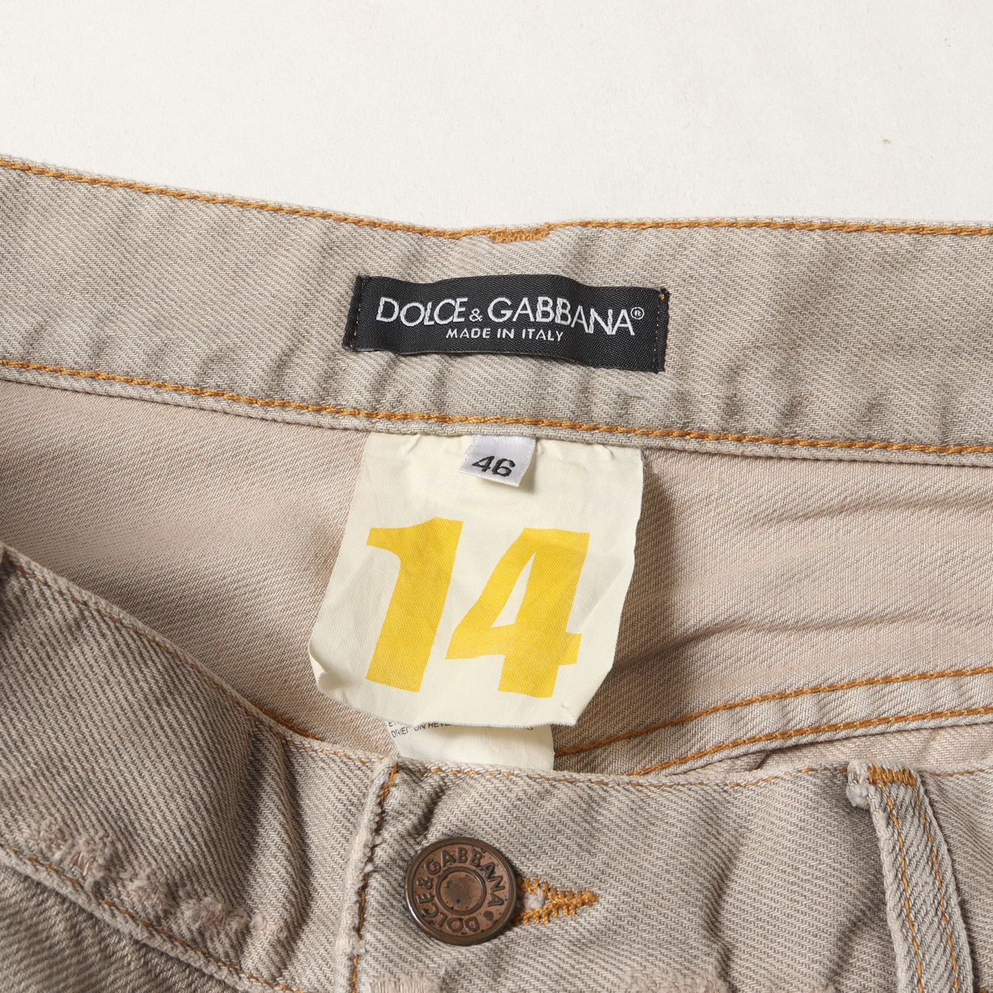 14GOLD ロゴプレート付き ヴィンテージ加工 ストレート デニムパンツ