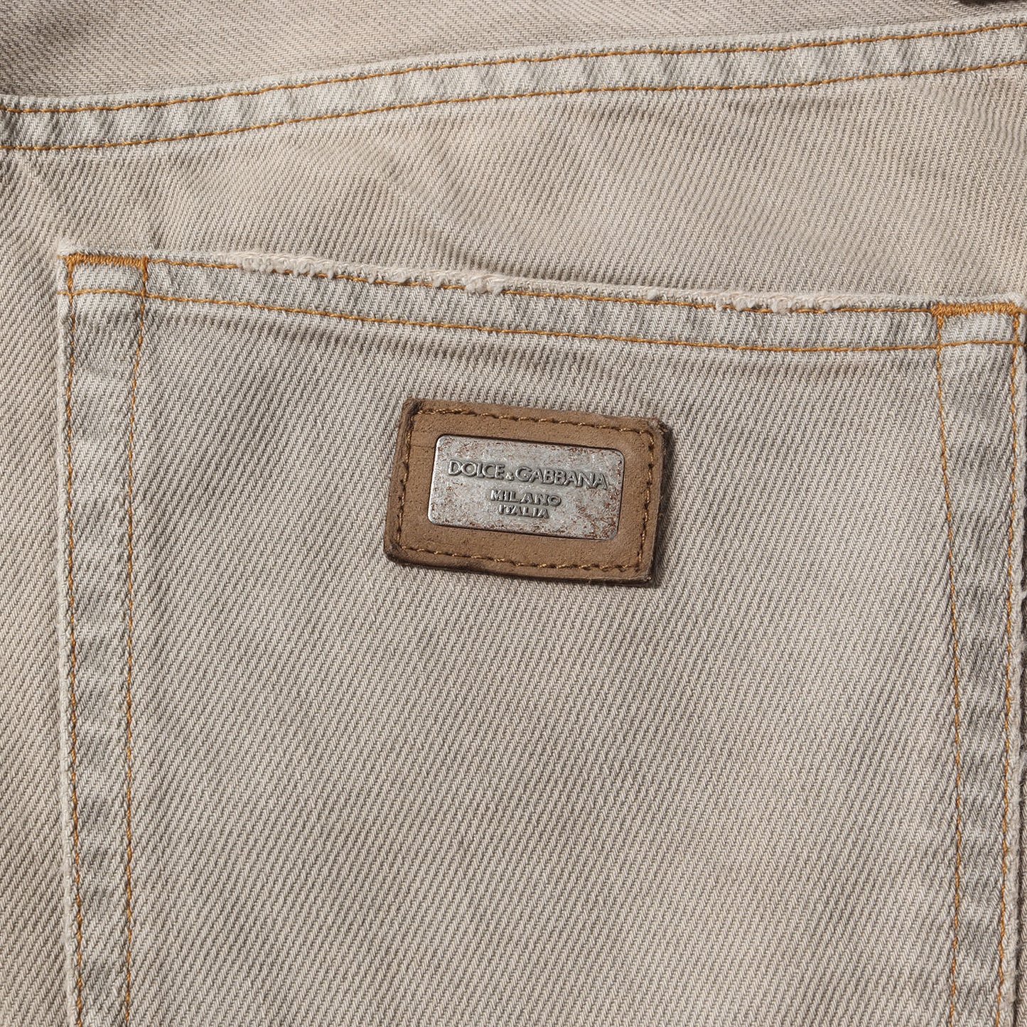 14GOLD ロゴプレート付き ヴィンテージ加工 ストレート デニムパンツ