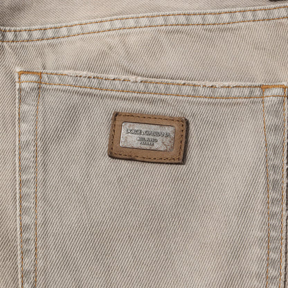 14GOLD ロゴプレート付き ヴィンテージ加工 ストレート デニムパンツ