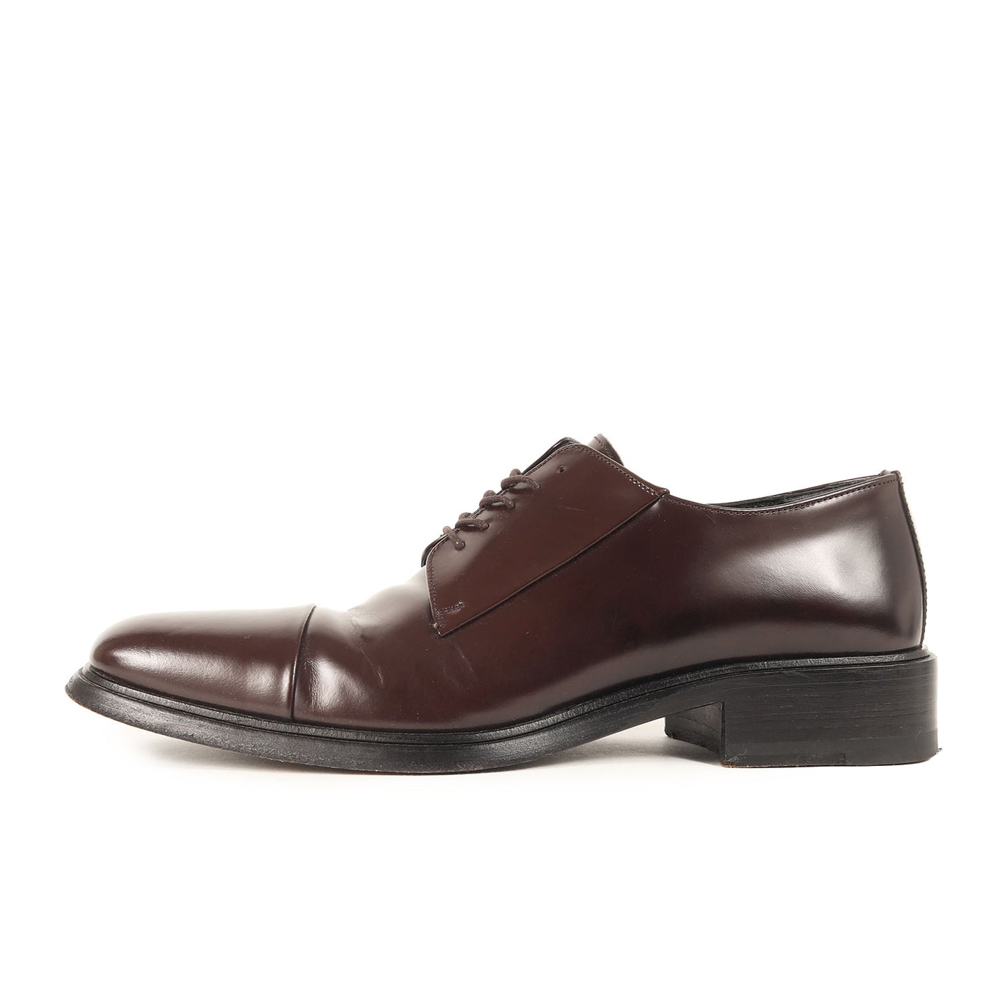 ガラスレザー キャップトゥ 外羽根 シューズ