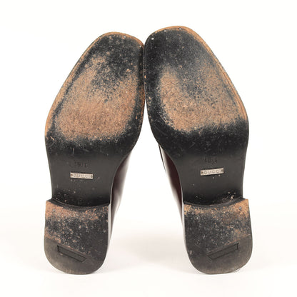 ガラスレザー キャップトゥ 外羽根 シューズ