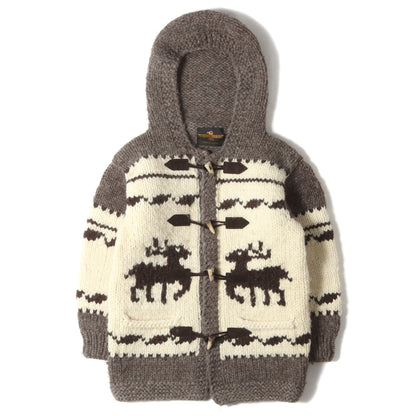 トナカイ柄 トグル付き カウチンニット フルジップ ダッフルコート カナダ製