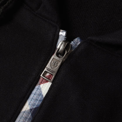 バックロゴ チェック ハーフジップ スウェットパーカー