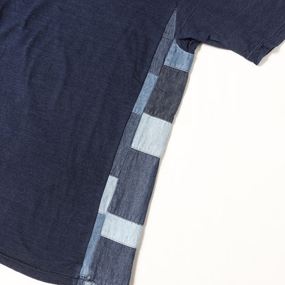 デニムパッチワーク インディゴ Tシャツ