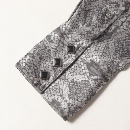 00s パイソン柄 サテン ウエスタンシャツ