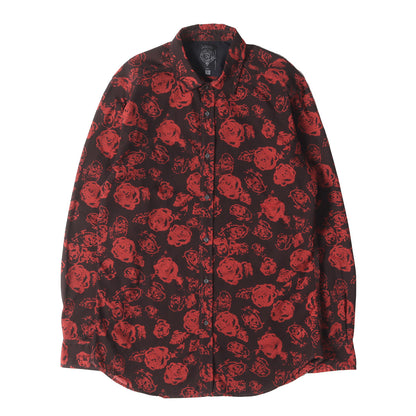 ローズ柄 ボタンシャツ