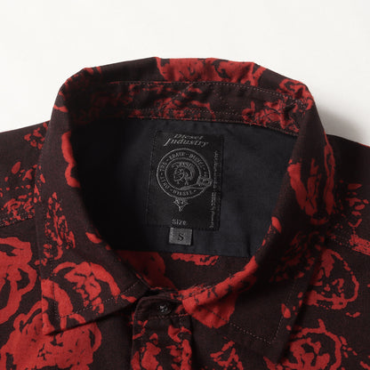 ローズ柄 ボタンシャツ